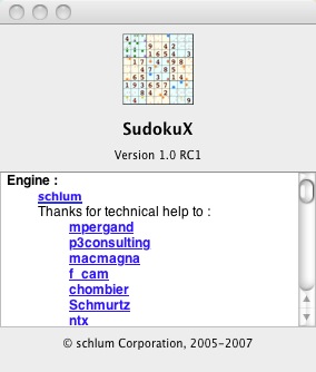 SudokuX 1.0 : About