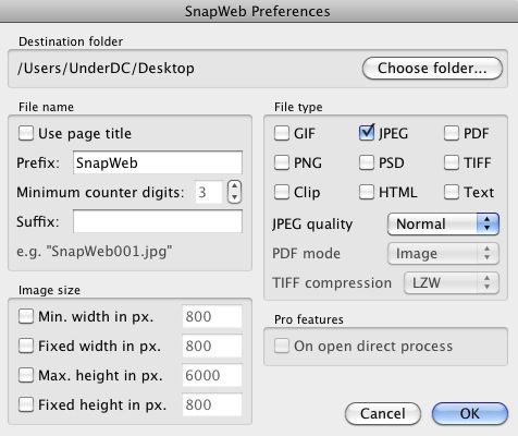 SnapWeb 4.3 : Preferences