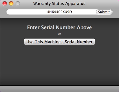 Warranty Status Apparatus 1.1 : Main windows