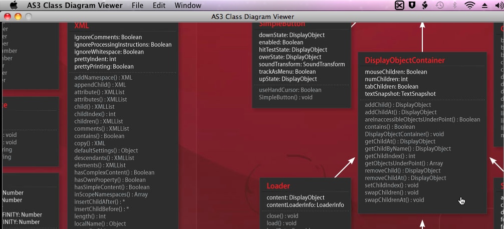 AS3 Class Diagram Viewer 0.2 : Main window