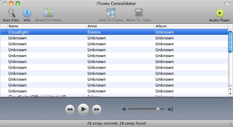 iTunes Consolidator 1.7 : Audio Player