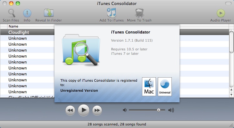 iTunes Consolidator 1.7 : About Window