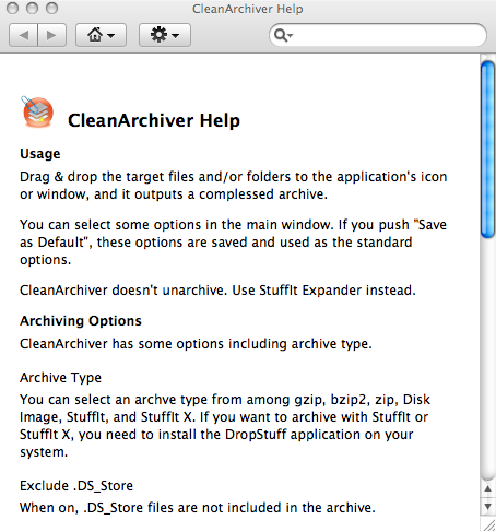 CleanArchiver 3.0 : Program Help