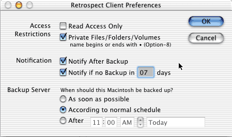 Retrospect Client 6.0 : Main window