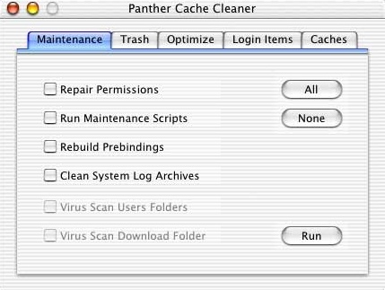 Panther Cache Cleaner 2.4 : Main window