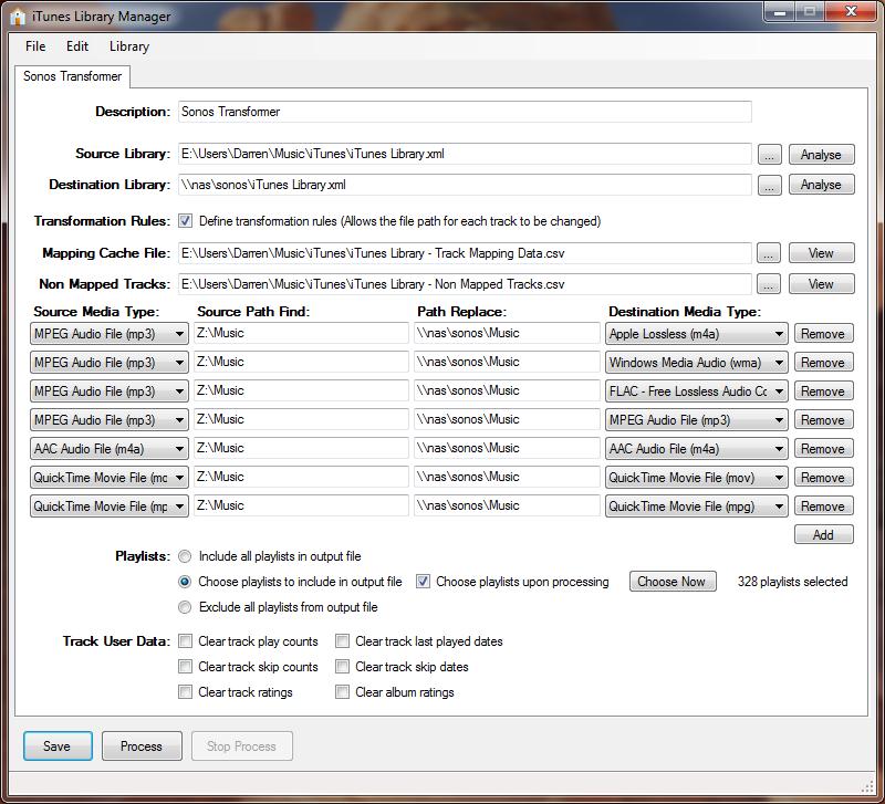 iTunes Library Manager 5.3 : Main window