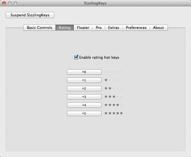 SizzlingKeys 5.1 : Configuring Rating Settings