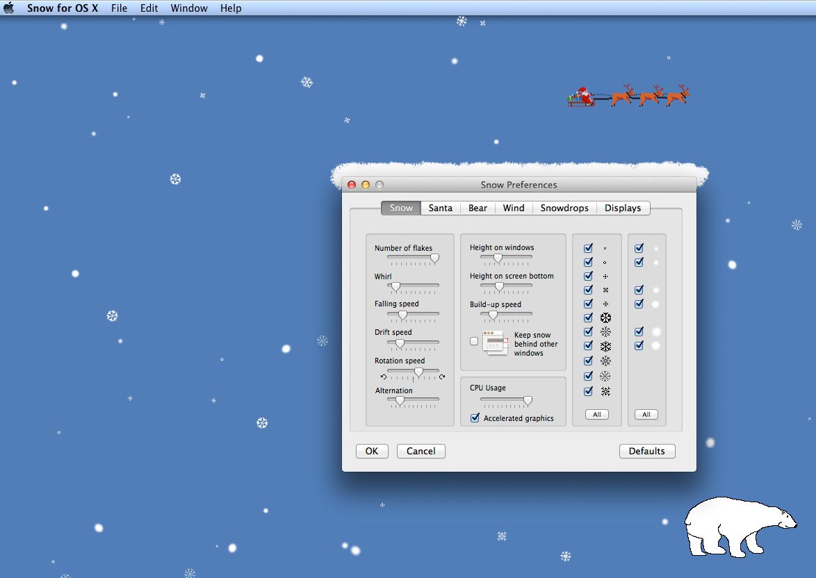iSnow for OS X version 2.0 : Main window