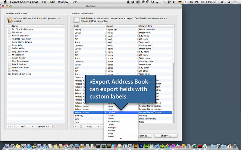 Export Address Book 1.8 : Export Address Book screenshot