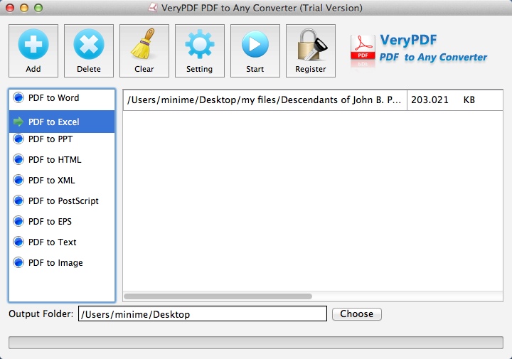 VeryPDF PDF to Any Converter for Mac 1.0 : Main Window