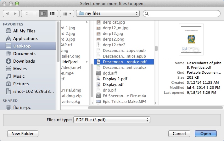 VeryPDF PDF to Any Converter for Mac 1.0 : Selecting Input File