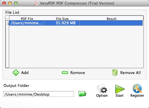 VeryPDF PDF Compressor for Mac 1.0 : Main Window