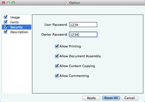 VeryPDF PDF Compressor for Mac 1.0 : Encrypting Output File
