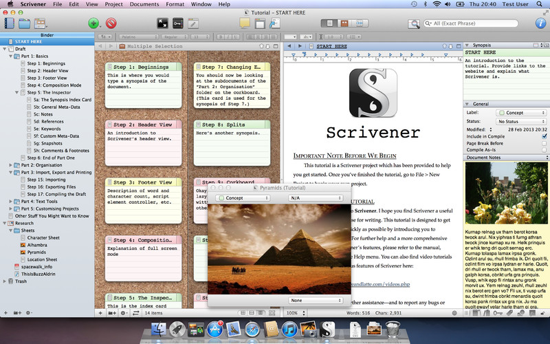 Scrivener 2.4 : Scrivener screenshot