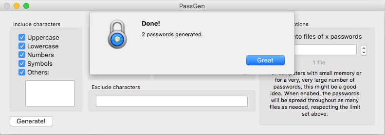 PassGen 1.1 : Password Generation Done