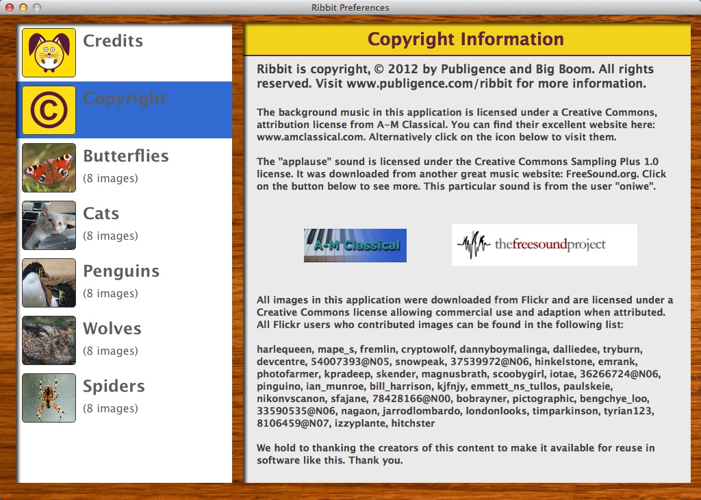 Ribbit 1.0 : Copyright Information Window
