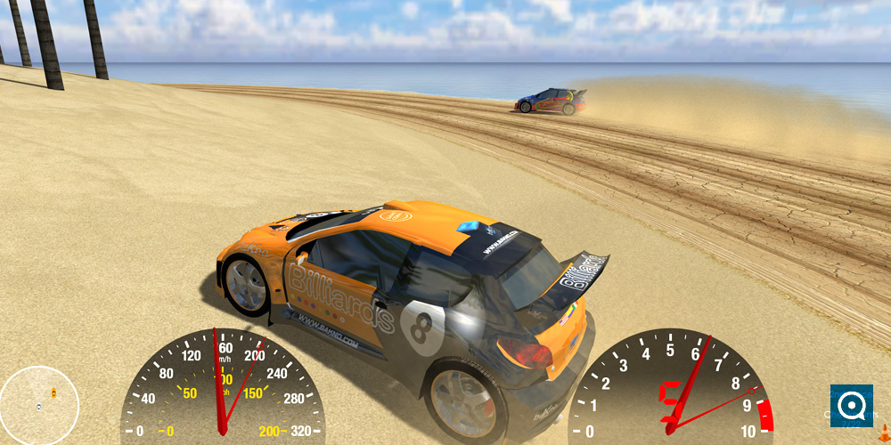 (A)IslandRacer 2.5 : Two rally cars drifting on a beach road
