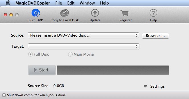 Magic Mac DVD Copier 3.1 : Main Window