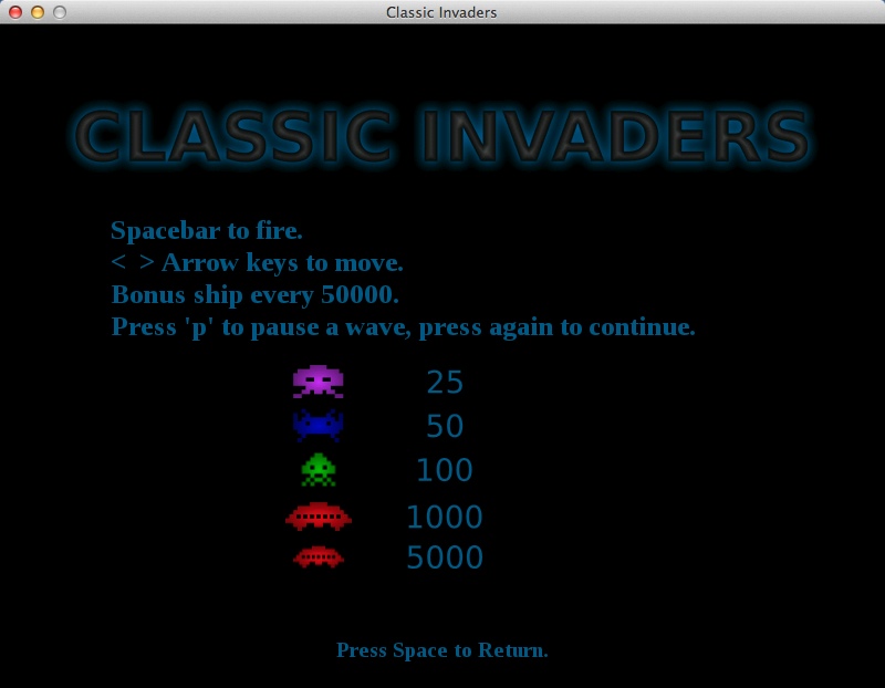 Classic Invaders 1.0 : Help Guide
