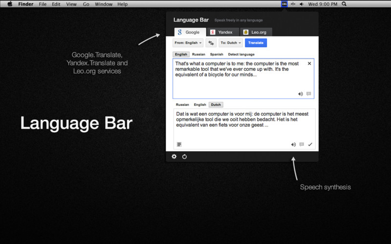 Language Bar 1.0 : Language Bar screenshot
