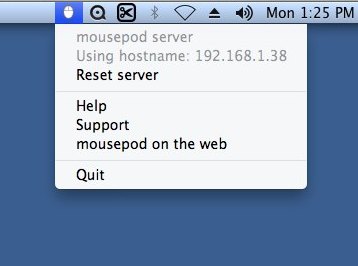 mousepod Server 1.0 : Main window