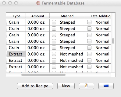Brewtarget 2.0 : Fermentable Database Window