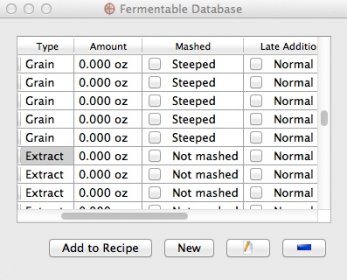 Fermentable Database Window
