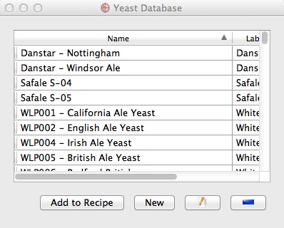 Brewtarget 2.0 : Yeast Database Window