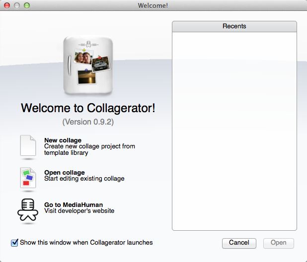 Collagerator 0.9 : Main Window