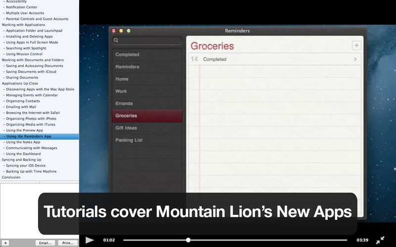 Tutor for OS X Mountain Lion 1.0 : Tutor for OS X Mountain Lion screenshot