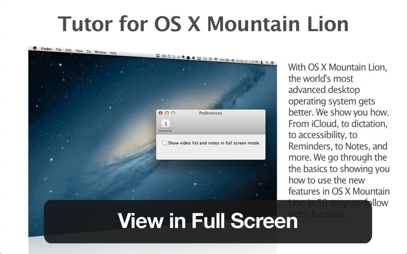 Tutor for OS X Mountain Lion 1.0 : Tutor for OS X Mountain Lion screenshot
