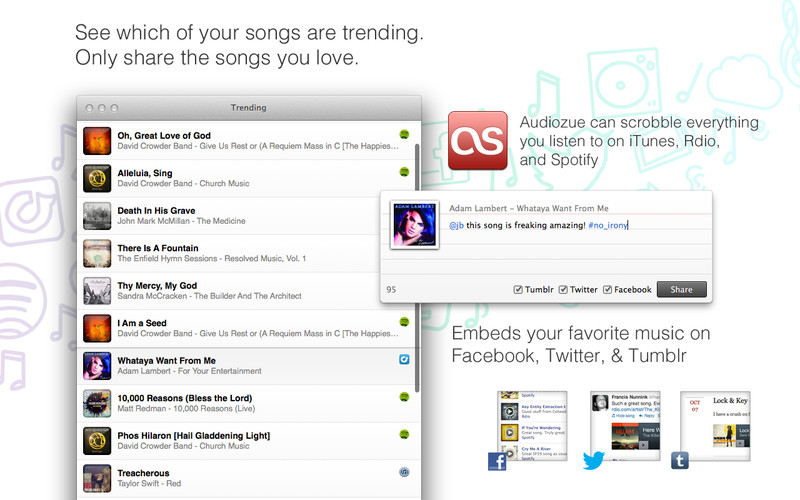 Audiozue for iTunes, Spotify, & Rdio 1.0 : Audiozue for iTunes, Spotify, & Rdio screenshot