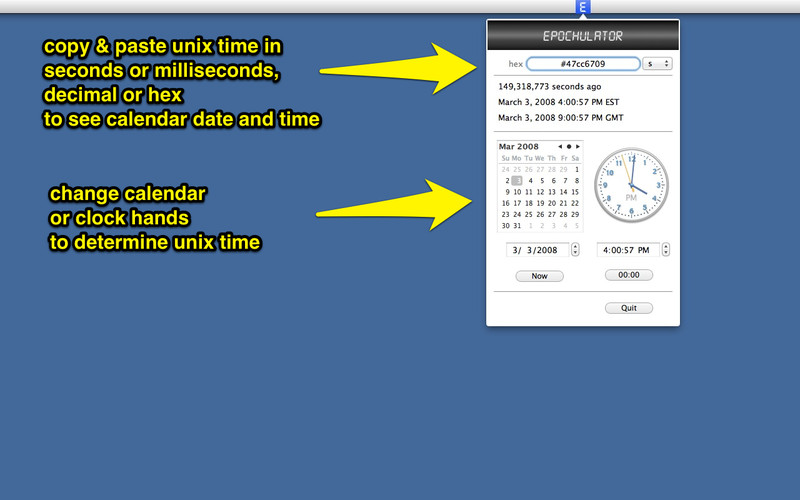 Epochulator unix time calculator 1.3 : Epochulator unix time calculator screenshot