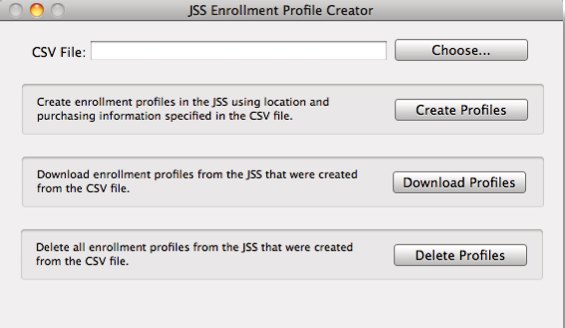JSS Enrollment Profile Creator 1.0 : Main window