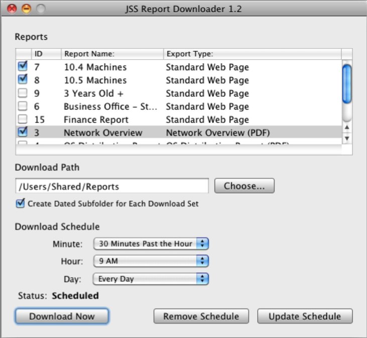 JSS Report Downloader 1.2 : Main window