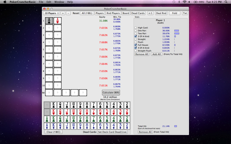 PokerCruncher - Basic - Poker Odds Calculator 6.1 : PokerCruncher - Basic - Poker Odds Calculator screenshot