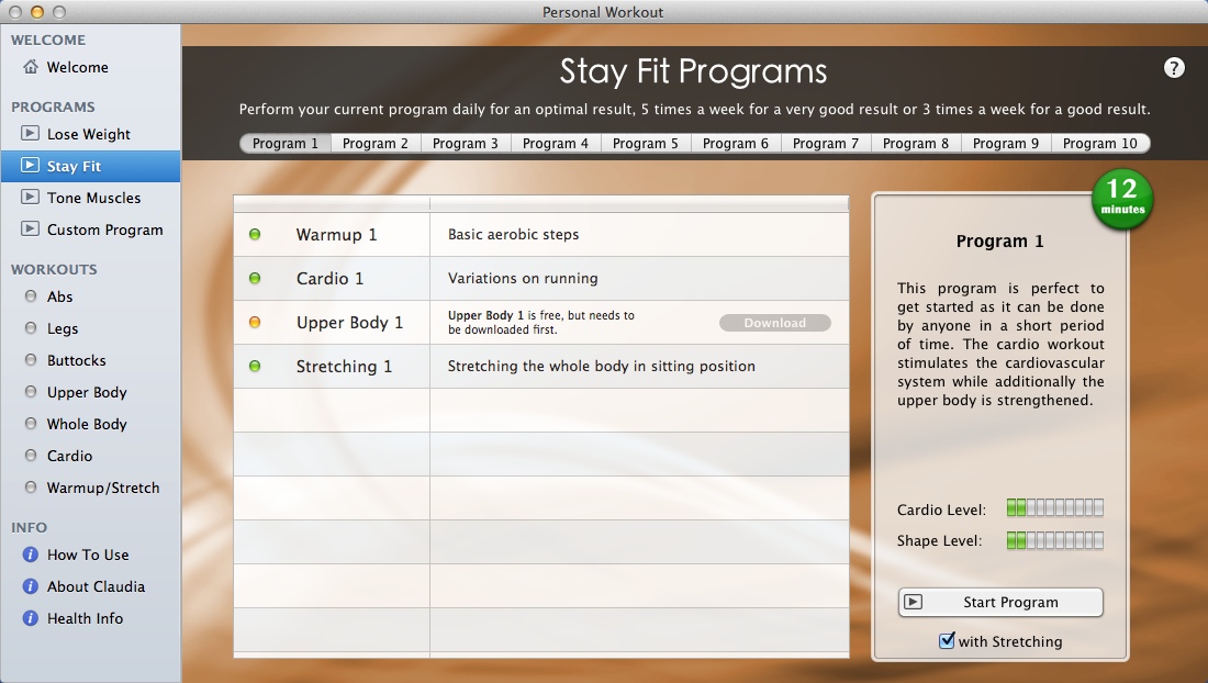Personal Workout 2.0 : Checking Stay Fit Programs