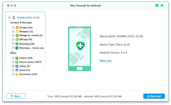 Mac FoneLab Android Data Recovery 2.1 : recover lost data from android
