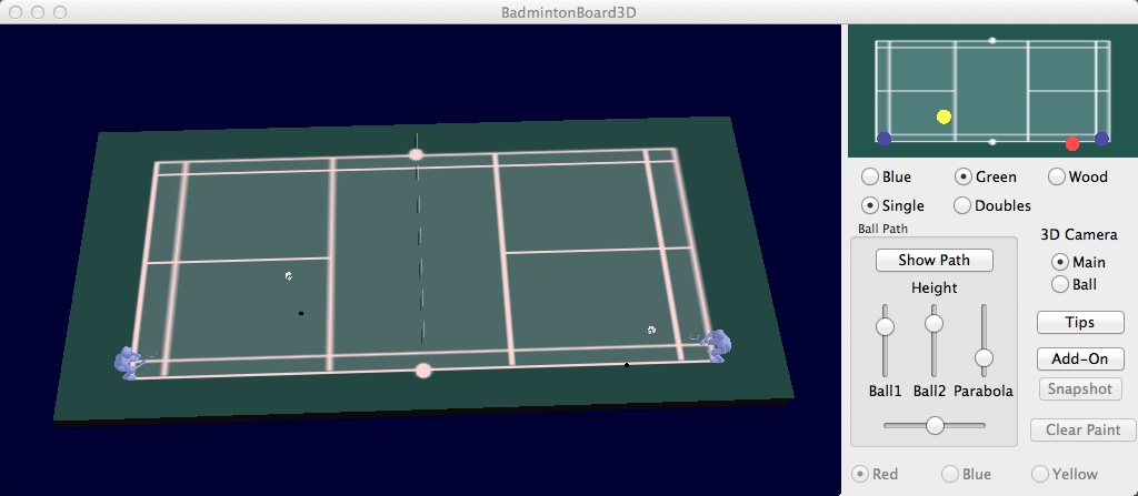 Badminton Board 3D 1.0 : Main Window