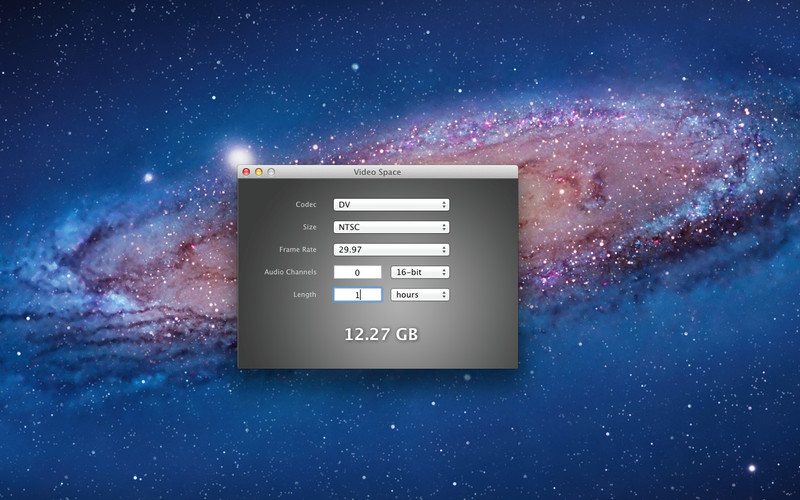 Video Space Calculator 1.0 : Video Space Calculator screenshot