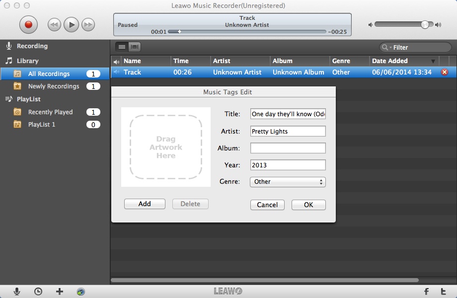 Music Recorder 1.1 : Editing Recording Info
