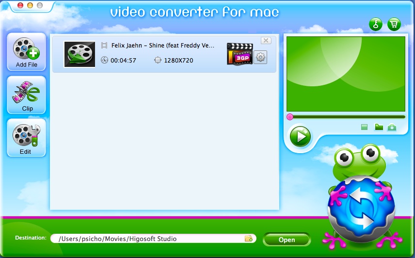 Higosoft Video Converter for Mac 2.5 : Main Window