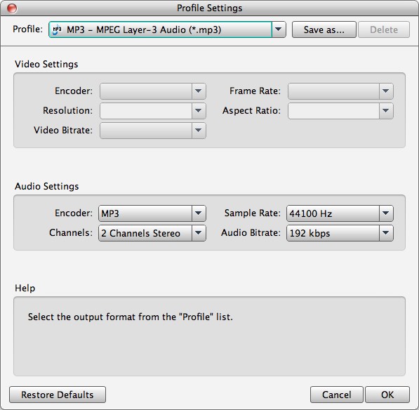 AnyMP4 MP3 Converter for Mac 6.2 : Advanced Settings