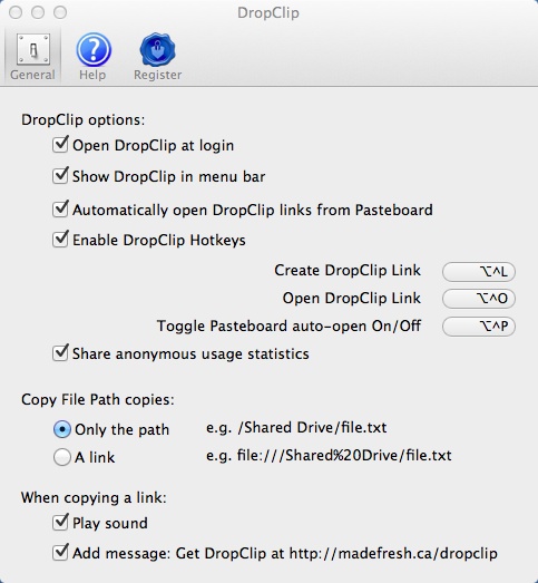 DropClip 1.4 : Main Window