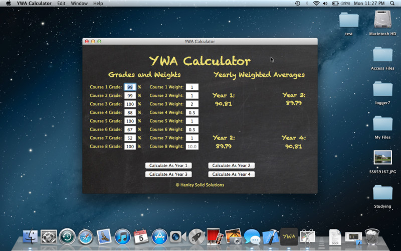 YWA Calculator 1.0 : YWA Calculator screenshot