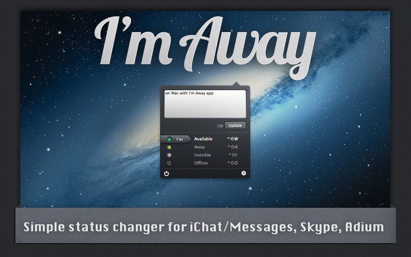 I'm Away - IM status changer 1.4 : I'm Away - IM status changer screenshot