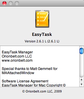 EasyTask 2.6 : About Window