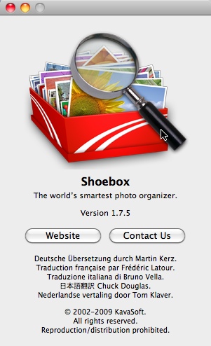 Shoebox 1.7 : About Window