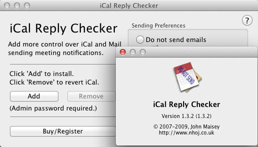 iCal Reply Checker 1.3 : Main Window