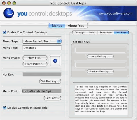 You Control Desktops 1.3 : User Interface